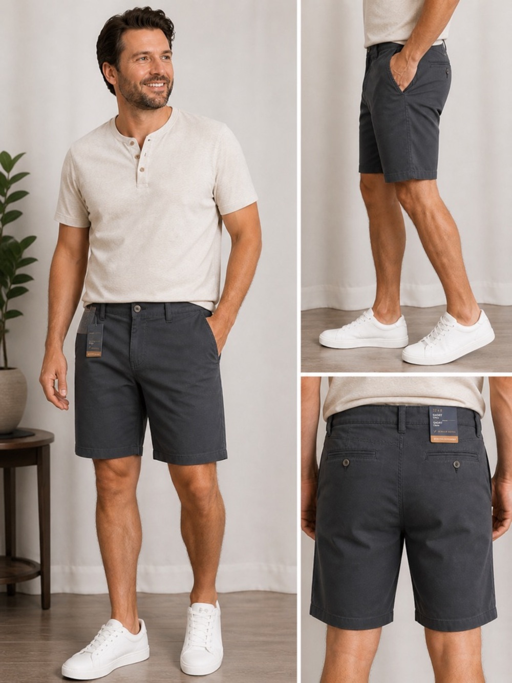 Men's Classic Cotton Blend Shorts - Dark Charcoal
